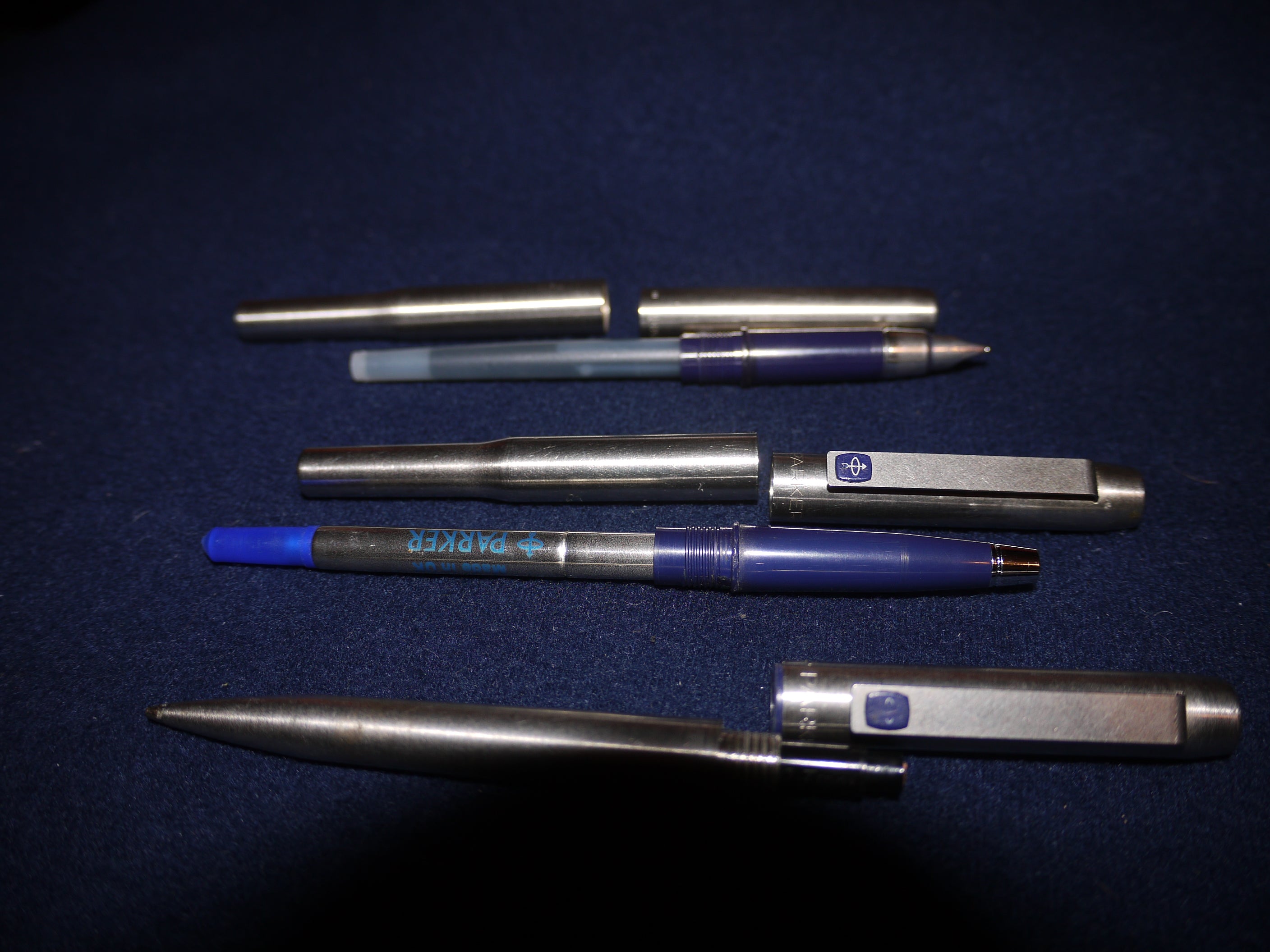 Parker 25 Stainless Steel Fountain Pen, Rollerball & Mechanical Pencil Set
