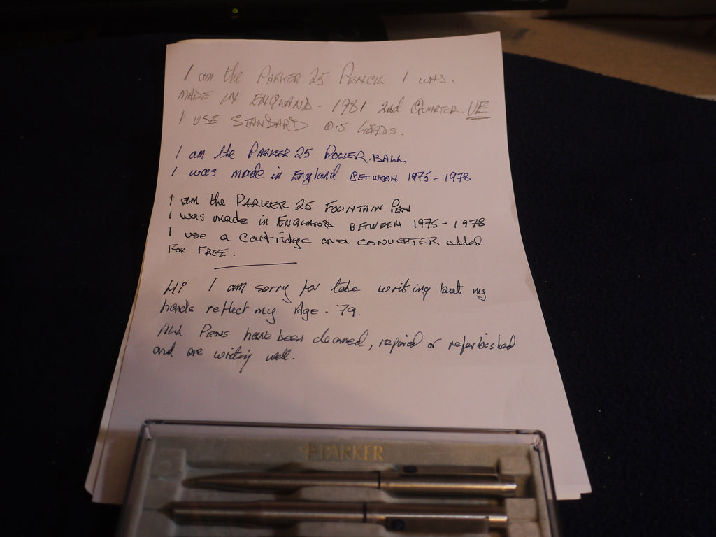 Parker 25 Stainless Steel Fountain Pen, Rollerball & Mechanical Pencil Set